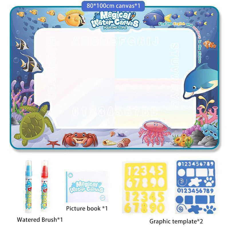Magic Water Drawing Mat with Fluorescent Pens for Kids