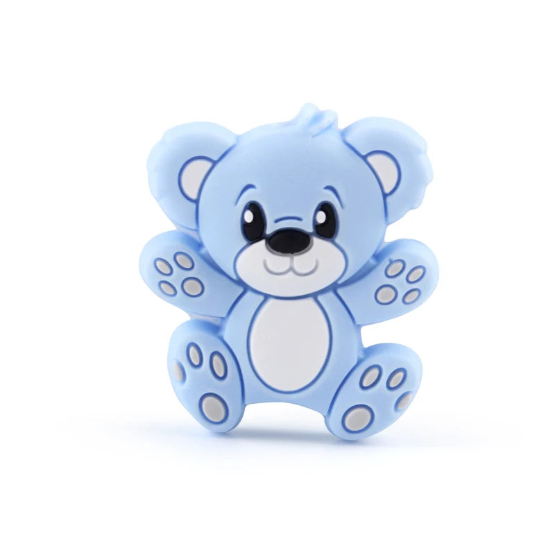 Light blue silicone cartoon bear beads used for jewelry making