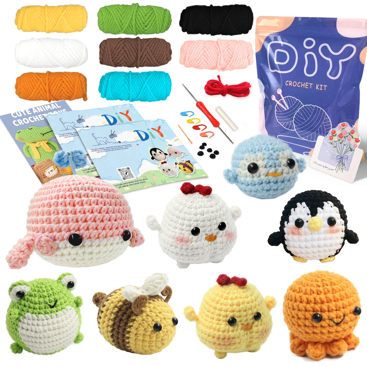 Animal Crochet Kit for Beginners – Complete Starter Set with Step-by-Step Guide