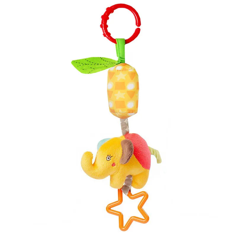 Giraffe-Zebra-Tier Handgelenkspielzeug mit rochtem Ring und Stern-Anhänger.