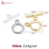 A set of 10 round gold o-toggle clasps for bracelets and jewelry making