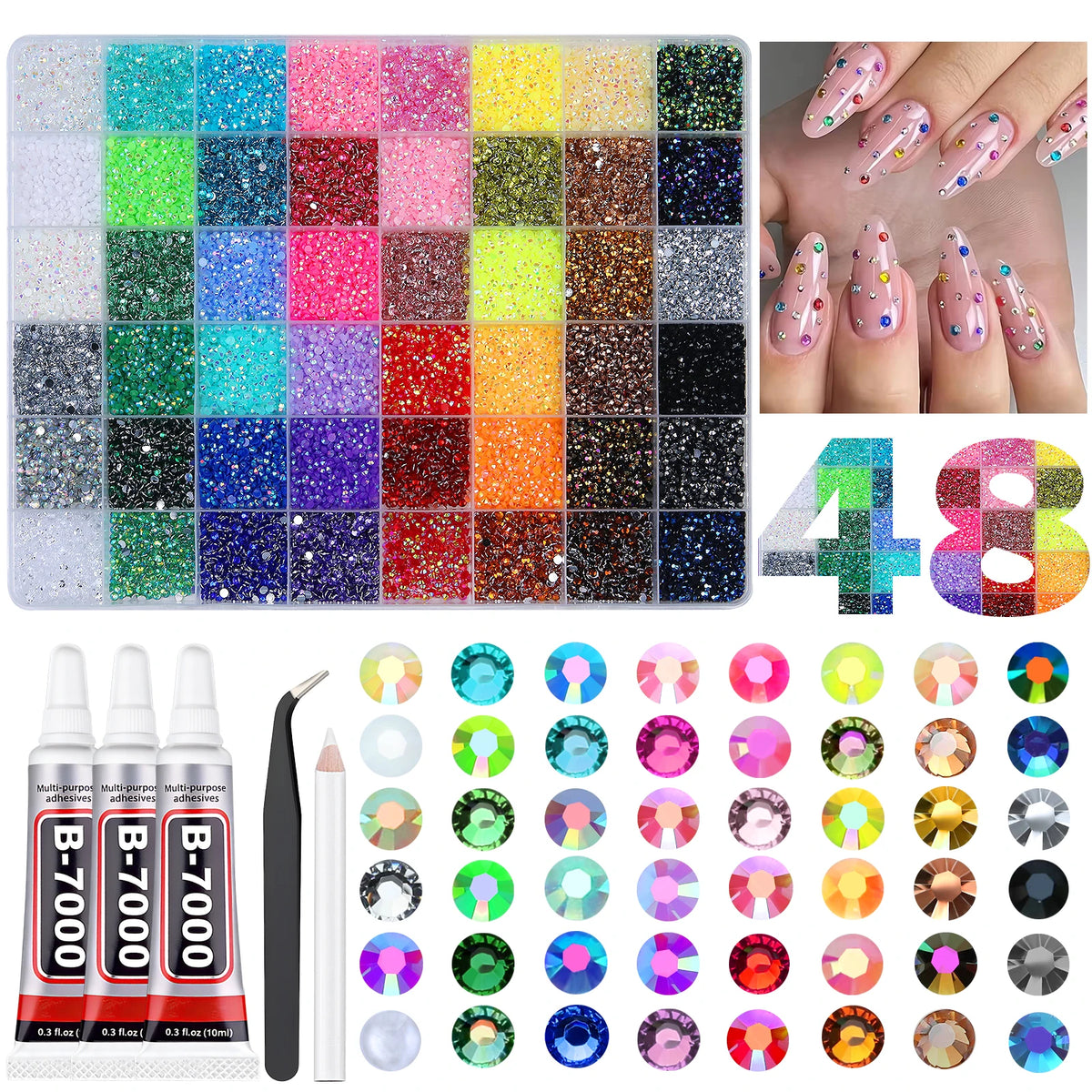 Mixed Color Resin Rhinestone Set for Crafts and DIY Decor