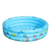 A light blue inflatable kids play pool with a cartoon design featuring various sea creatures.