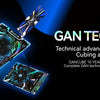 A display of GAN Tech Cards, collectible foil cards celebrating 10 years of technical advancement.