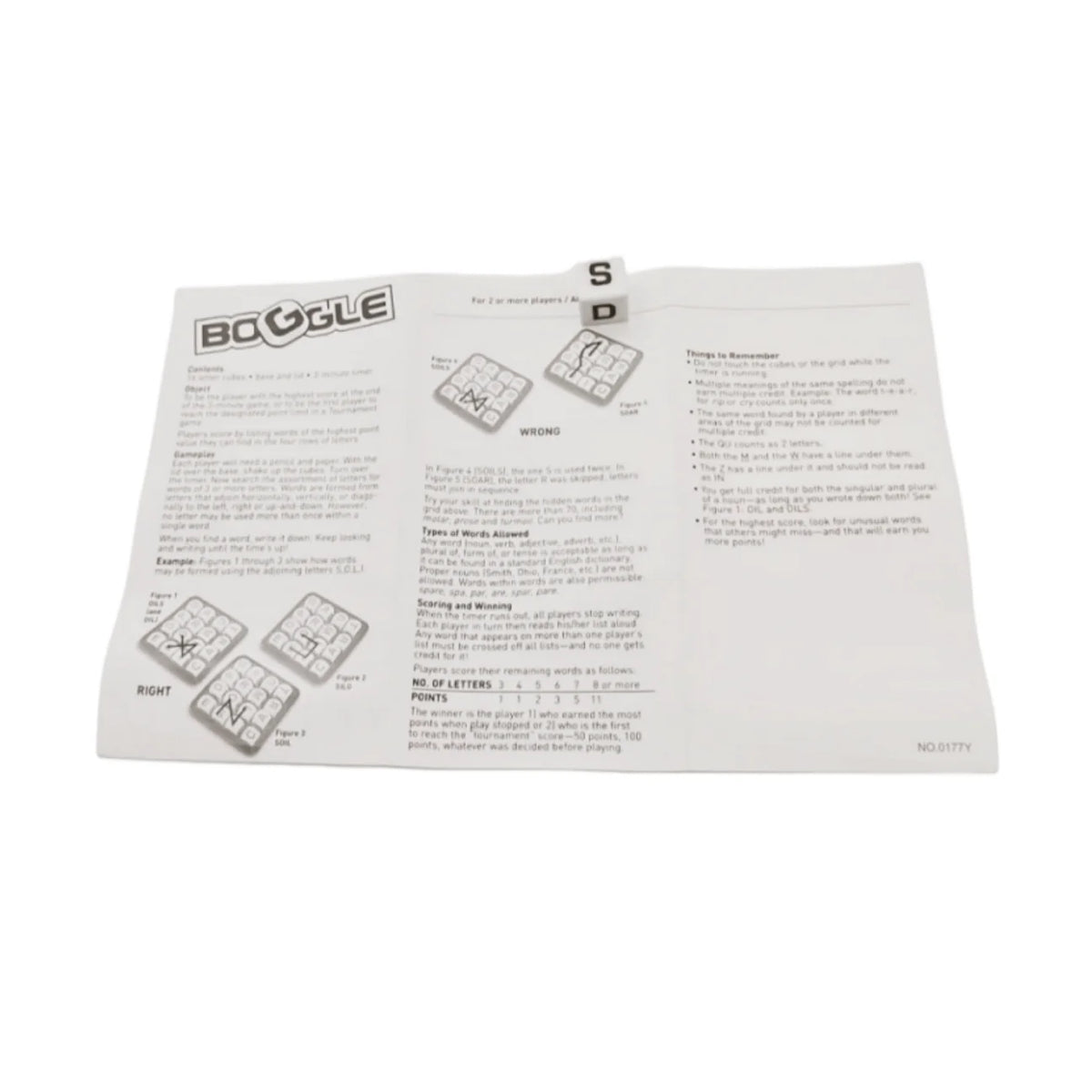 A page from a Word Spelling Dice Game showing rules and examples for the game.