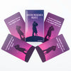 A set of six purple and pink oracle cards titled Lovers Messages featuring silhouettes of couples.