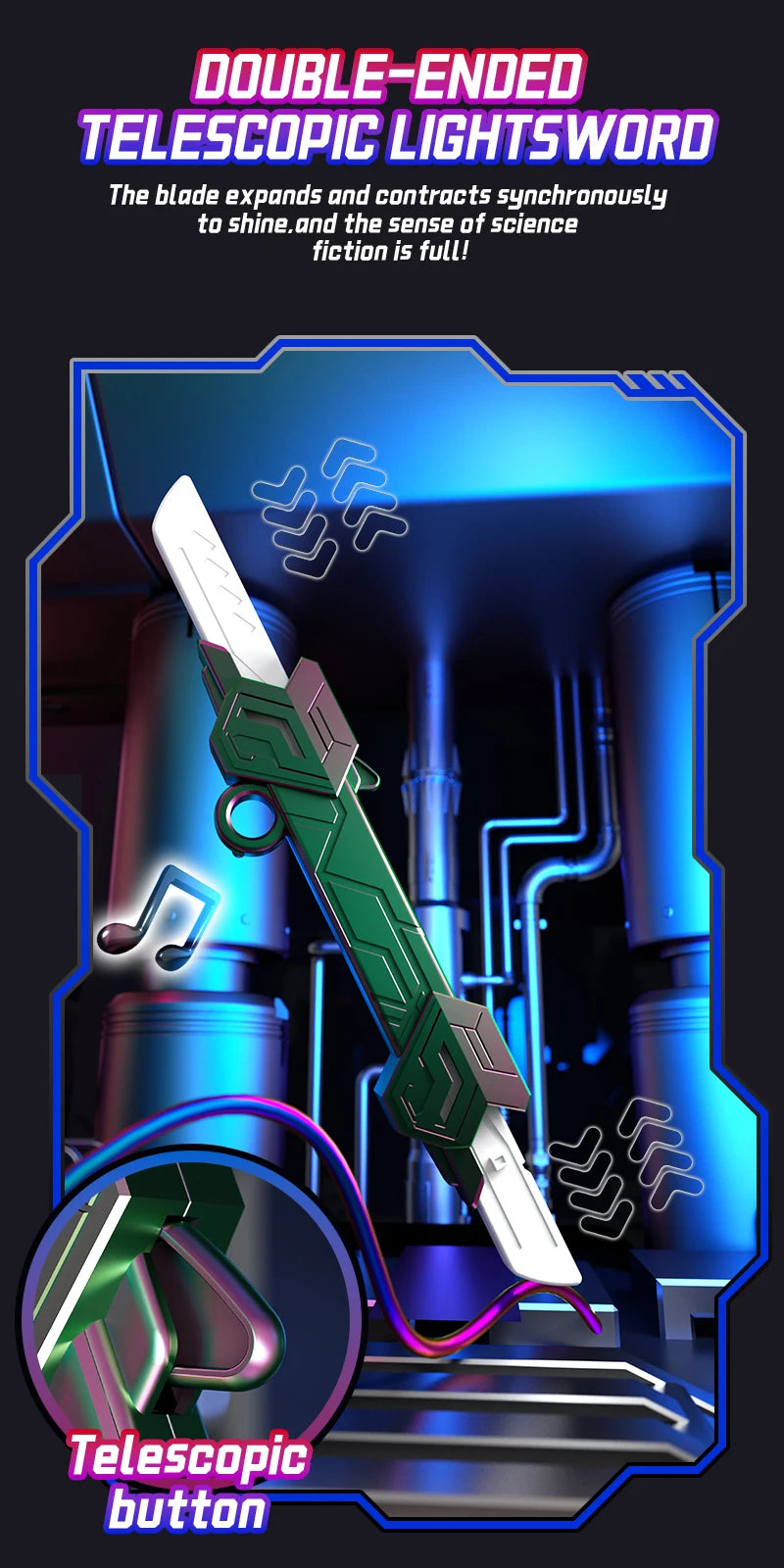 Dual-Head Telescopic Lightsaber with 7-Color LED Effects