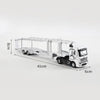 A white 1:50 scale diecast container truck with pull-back action, featuring sound and light effects.