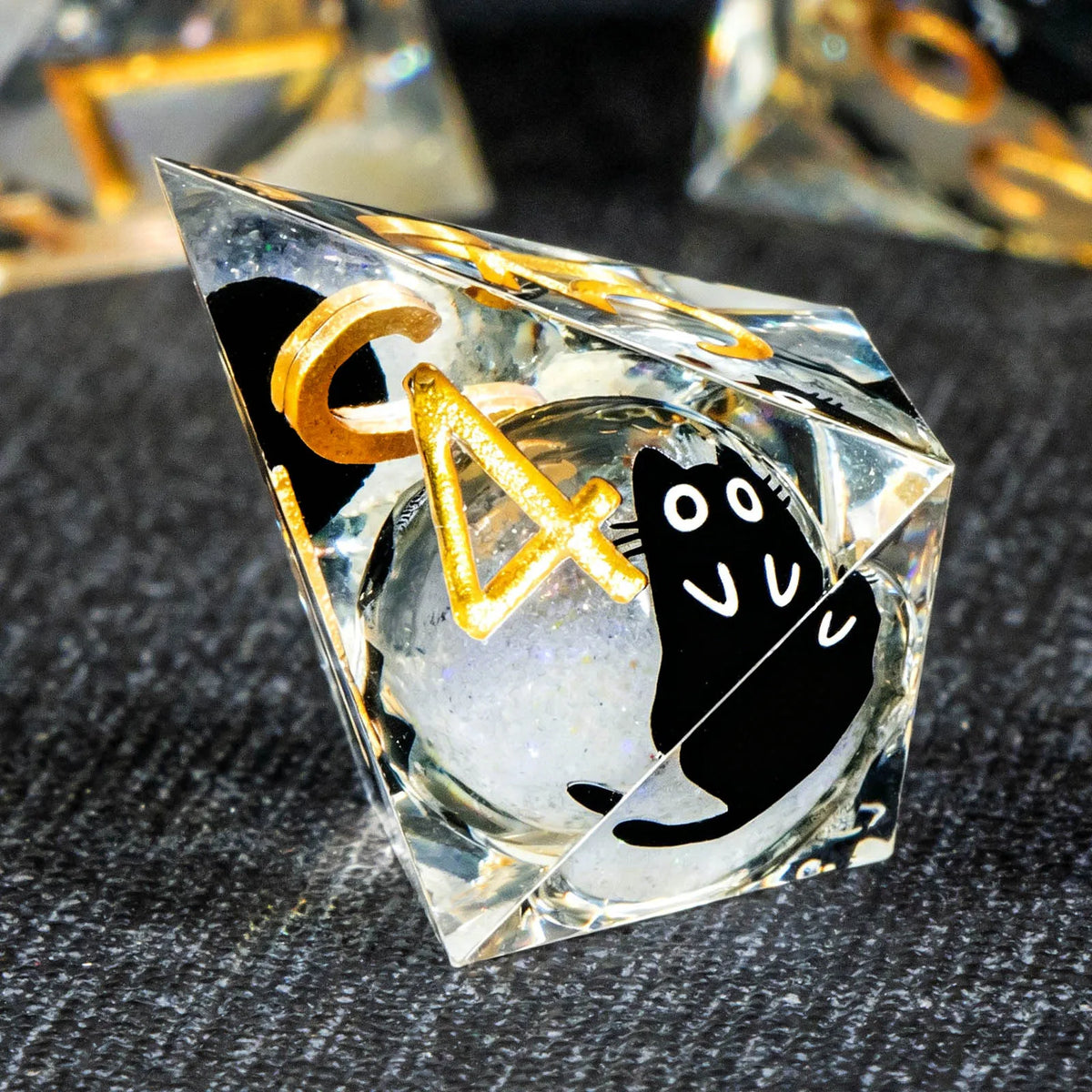 Cat Liquid Core Polyhedral Dice Set with Sharp Edges