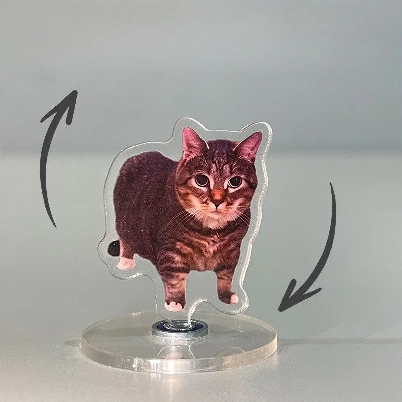 Rotating Cat Figurine Desk Decor