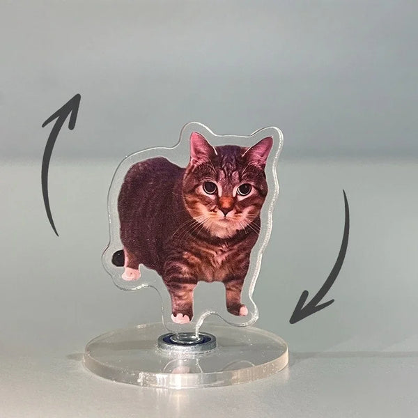 Rotating Cat Figurine Desk Decor