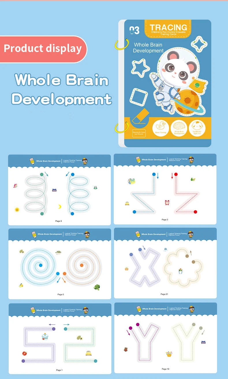 Reusable Magic Tracing Workbook for Kids with Pen and Eraser