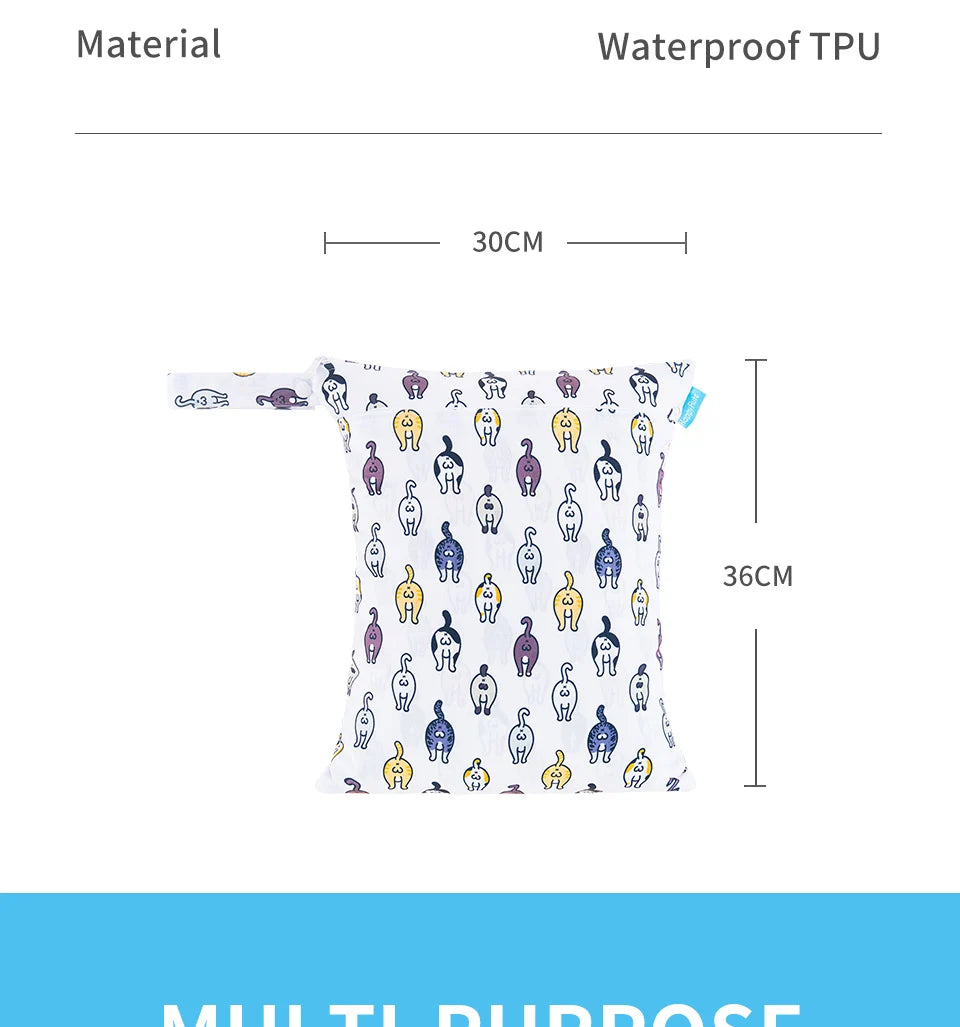 Reusable Wet & Dry Diaper Storage Bags with Double Zipper