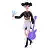 Anime-inspired plush doll collectible set featuring a female figure with black hair, a dark outfit, and a purple electric gui