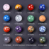 A collection of sixteen polished crystal spheres including Rose Quartz, Tiger Eye, Lapis, Agates, and other gemstone stones.