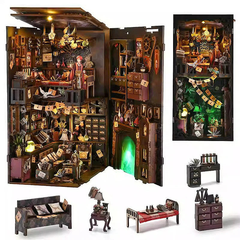 DIY Book Nook Kit – Magic House Wooden 3D Puzzle Bookshelf Insert