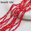 Red crystal triangle beads measuring 3mm or 0.12 inches arranged in strands for jewelry making