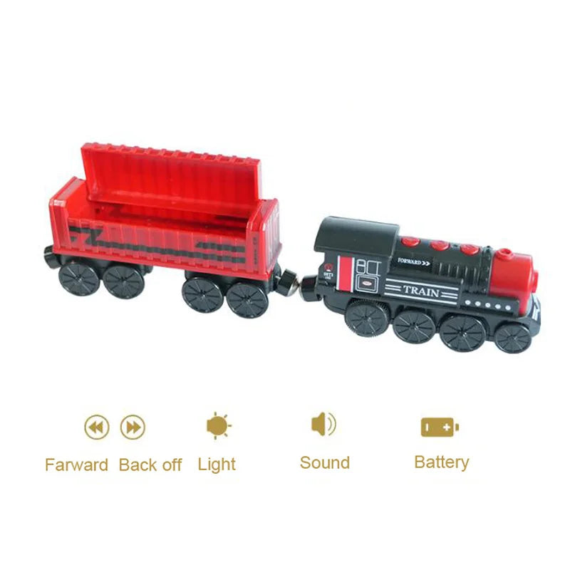 Wooden Train Set with Racing Track for Kids