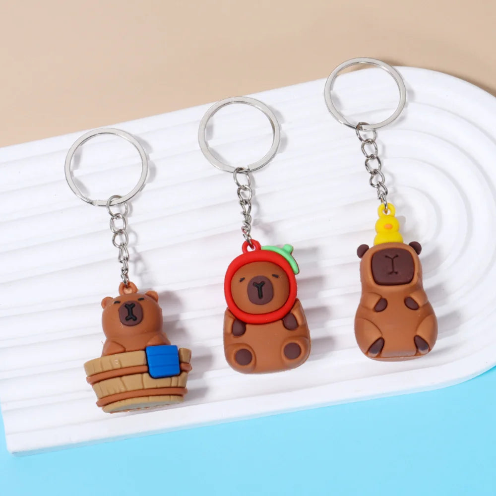 Cute Capybara Keychain Charm – Soft PVC Pendant for Bags, Phones & Keys