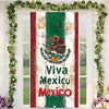 A door cover featuring a vertical design with the text Viva Mexico and an eagle motif surrounded by greenery.