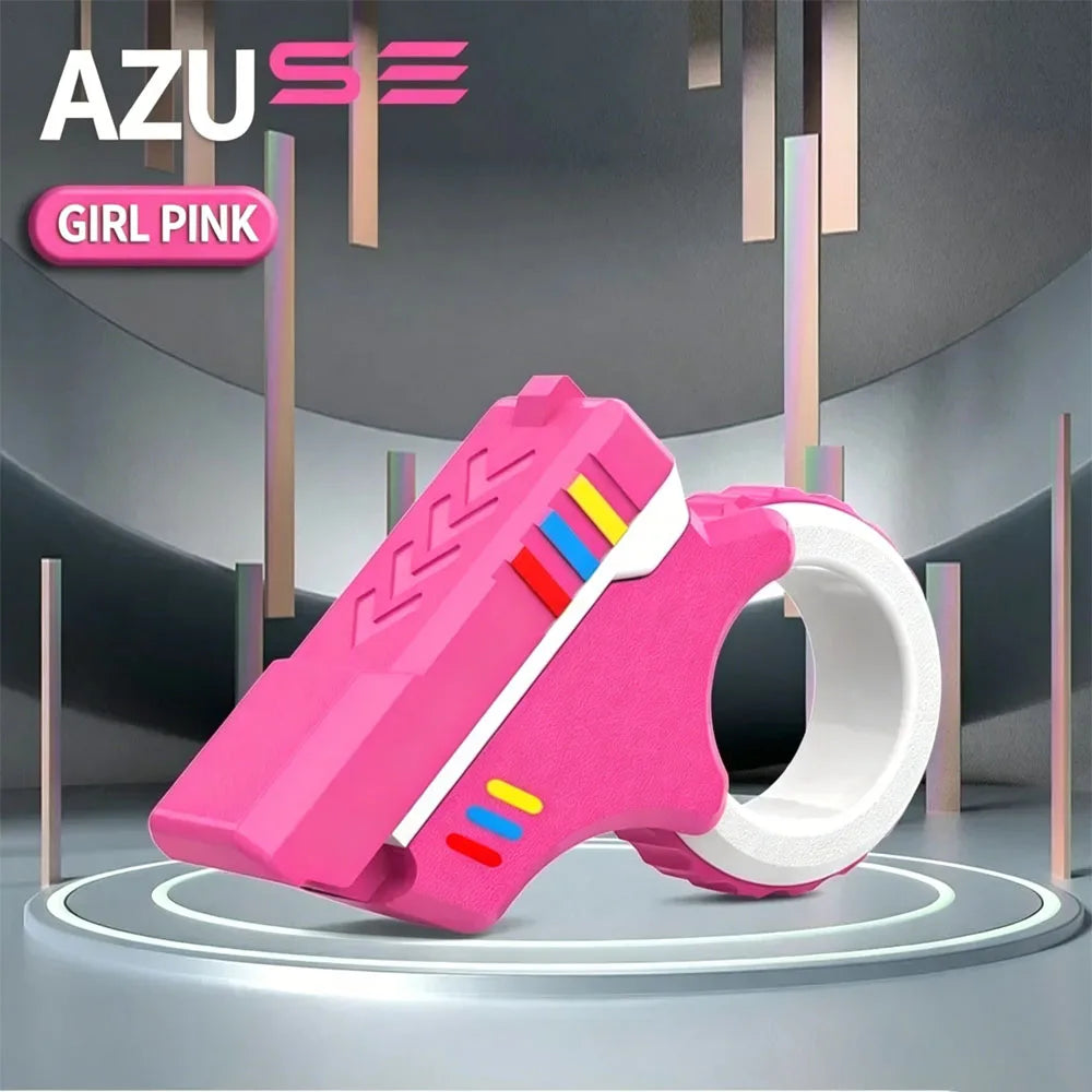 A pink magnetic fidget push card with a spinner is displayed against a gray background.