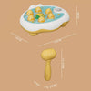 A yellow Montessori animal hammer toy for toddlers shown with its accompanying mallet.