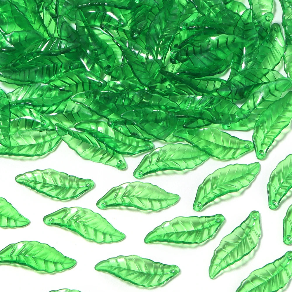 Colorful Acrylic Leaf Charms for Jewelry Making and DIY Crafts (100-Pack)