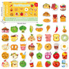 A colorful magnetic food set featuring various fruits and vegetables for toddlers.