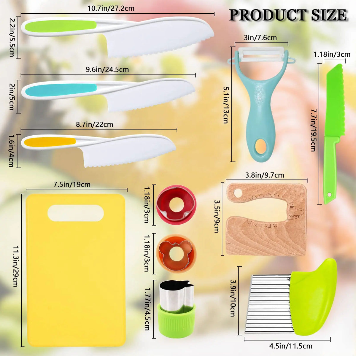 Kids Safe Cooking Set with Wooden Knife and Cutting Board
