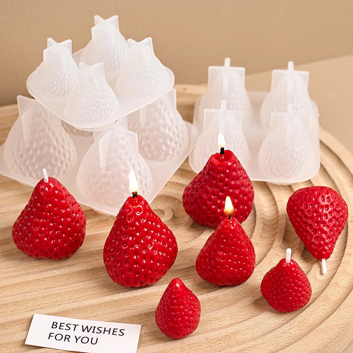 Strawberry Shaped Silicone Candle Mold for DIY Crafts