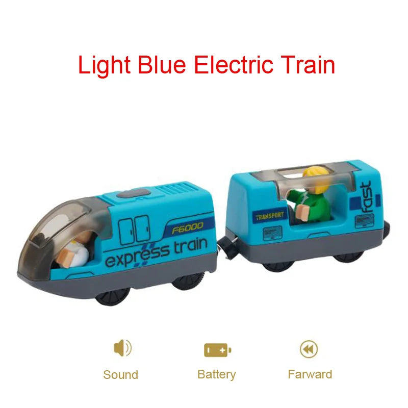 Wooden Train Set with Racing Track for Kids