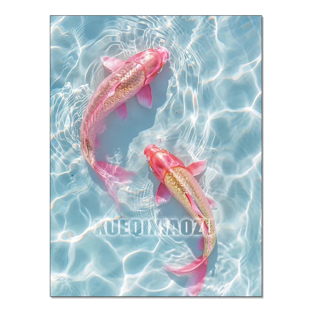 A pink fish swimming in clear blue water, captured in a close-up underwater shot.