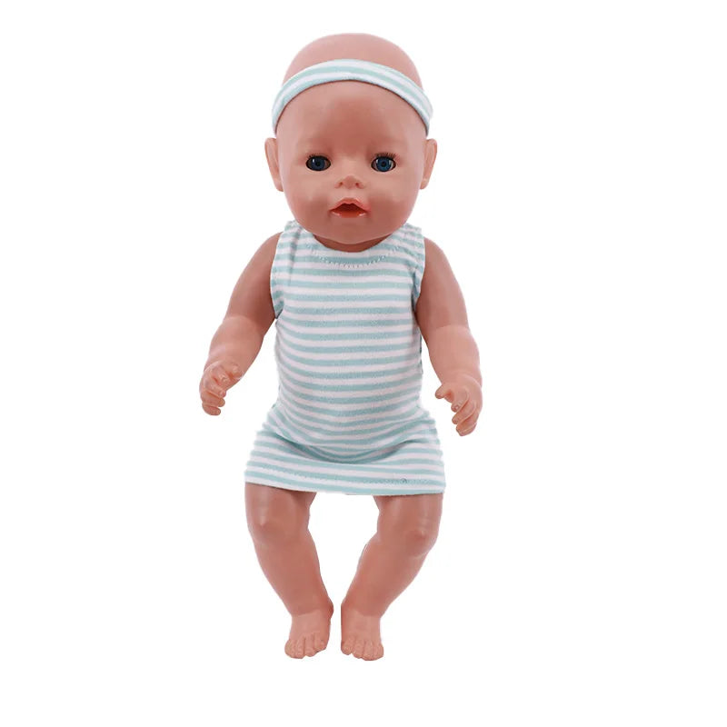 Bear Print Casual Outfit for 43 cm Baby Dolls