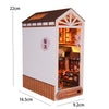 Holz-Miniatur-Puppenhaus-Set mit Ladenfront und Inneneinrichtung.