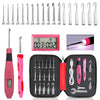 LED Lighted Crochet Hook Set with Interchangeable Heads and Built-in Stitch Counter