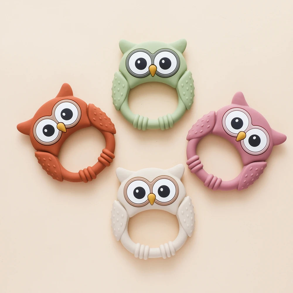 Owl Silicone Baby Teether with Rattle