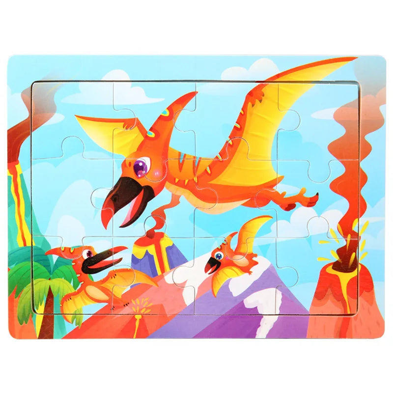 Wooden Animal Jigsaw Puzzles for Toddlers (Set of 12)