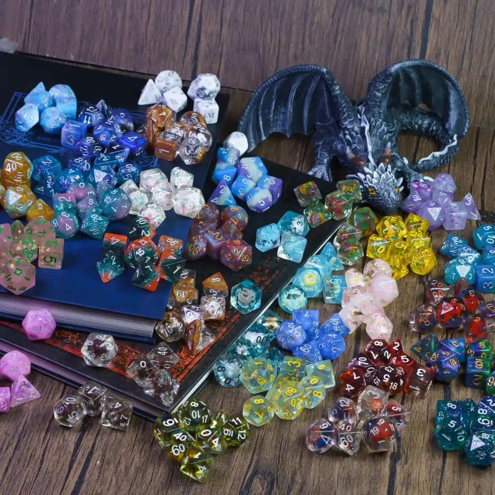 Mystery Resin Dice Set – 7 Polyhedral Dice for D&D & RPG Games
