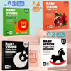 A set of high contrast baby vision trigger cards in various colors and formats for infant stimulation.