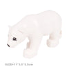 White plastic zoo animal building blocks set featuring a lion, bear, tiger, elephant, and panda.