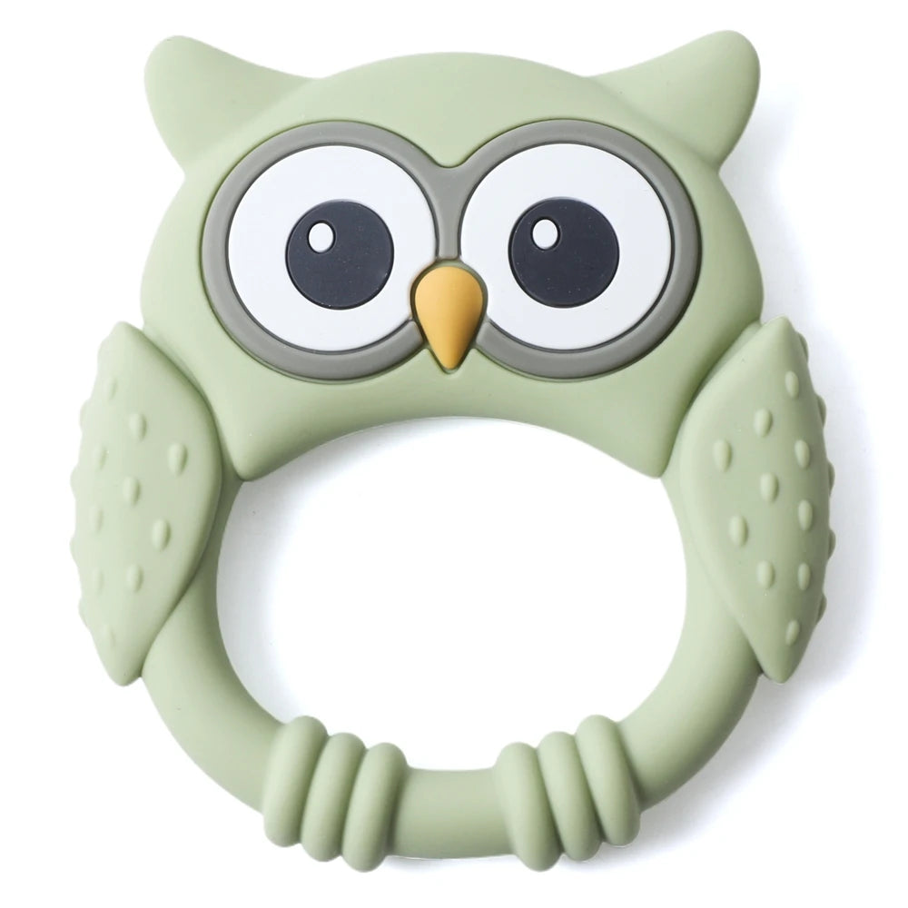 Owl Silicone Baby Teether with Rattle