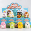 A collection of 12 squishy stress relief toys featuring cute animals and food characters in various colors.
