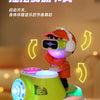 Voiture DJ interactive orange et blanche pour enfants avec lumières musicales, dotée d'un dispositif sur la tête.
