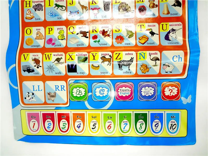 Bilingual English-Spanish Interactive Learning Poster for Toddlers