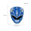A blue enamel pin featuring a dinosaur ranger battle suit and helmet design.