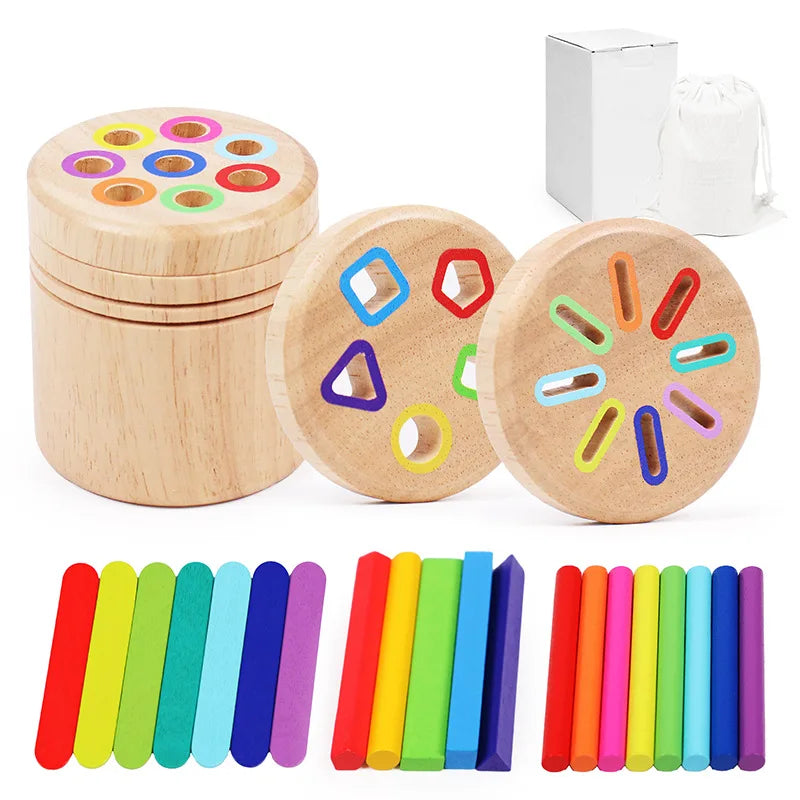 Wooden Montessori Color Sorting Toy for Toddlers