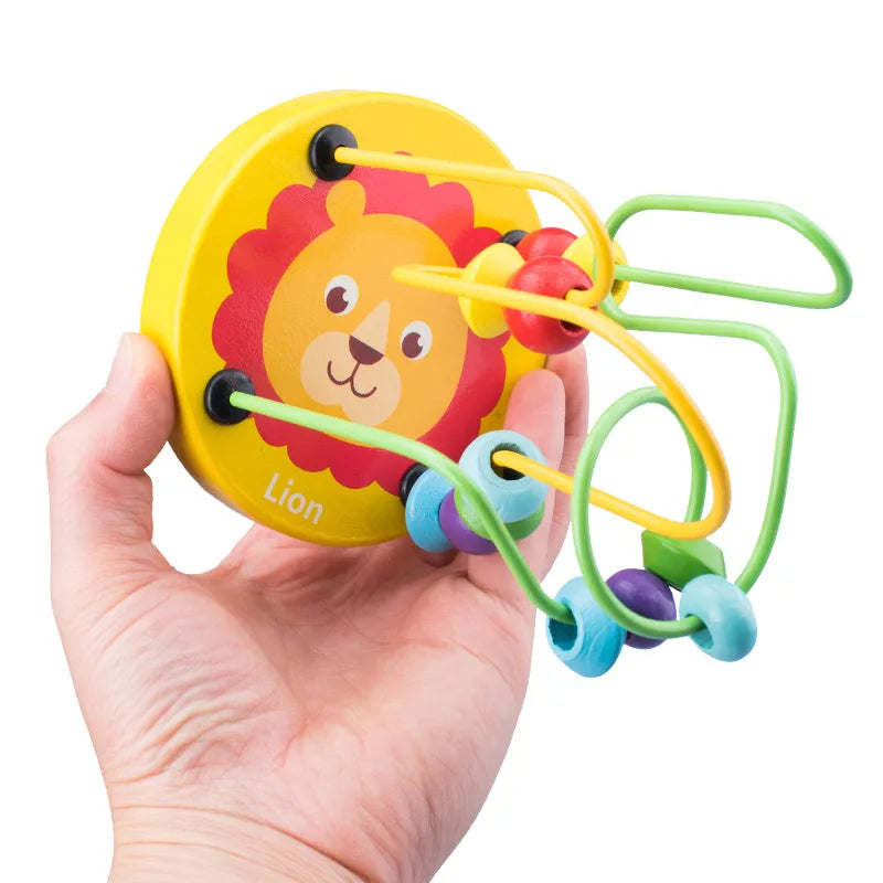 Wooden Bead Maze Roller Coaster with Abacus for Toddlers