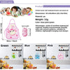 A set of kids washable silicone painting mats in green, blue, and pink with watercolor palettes displayed on a kitchen counte