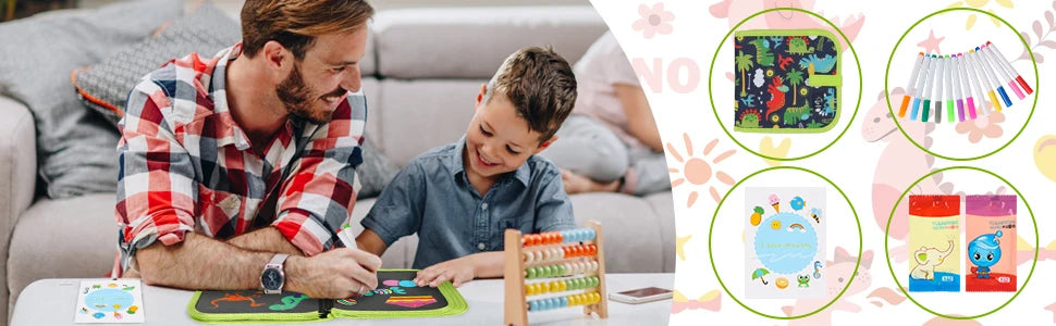 Reusable Erasable Doodle Book for Kids with 12 Watercolor Pens