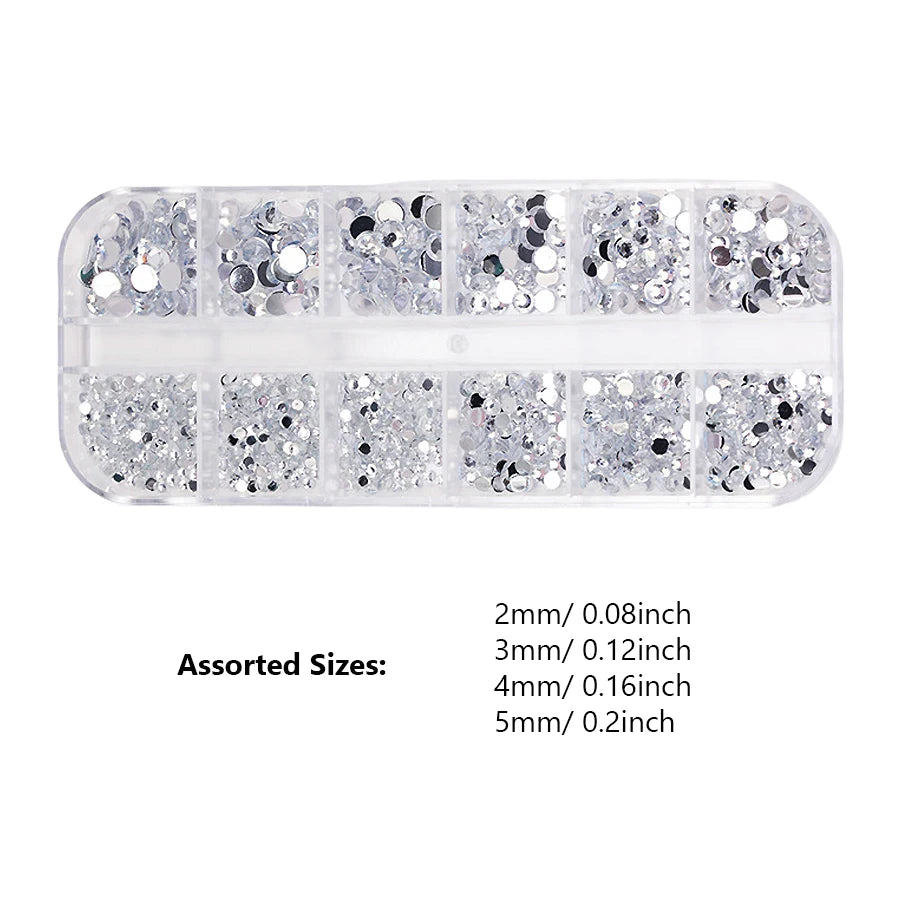 12-Color Glass AB Rhinestone Nail Art Kit